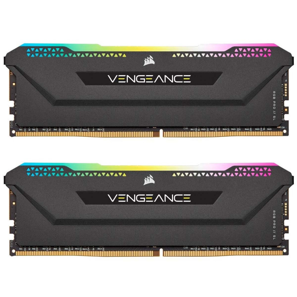 Модуль пам'яті для комп'ютера DDR4 16GB (2x8GB) 3200 MHz Vengeance RGB PRO Black Corsair (CMH16GX4M2E3200C16) - зображення 1