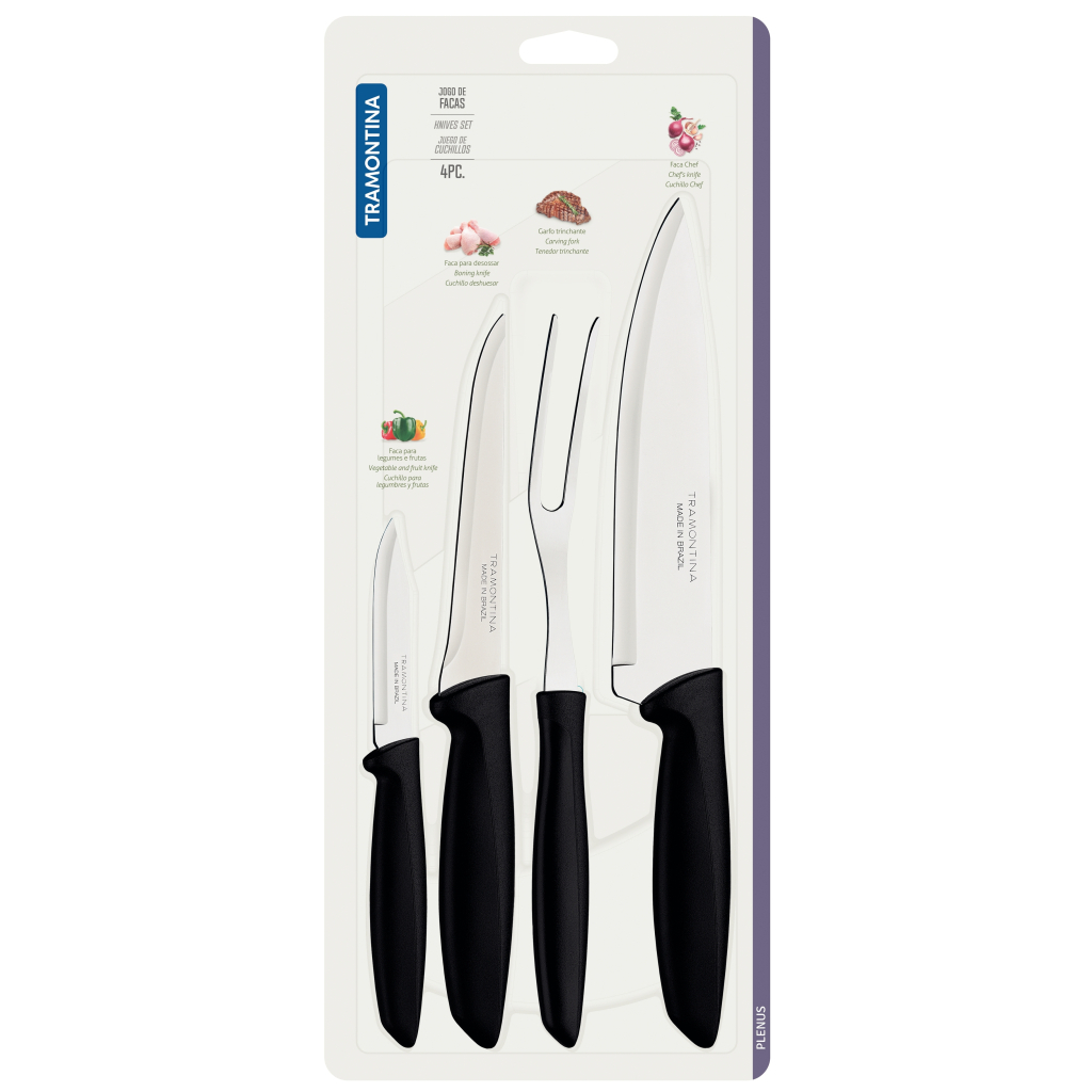 Набір ножів Tramontina Plenus Black 4 шт (23498/031) - зображення 3
