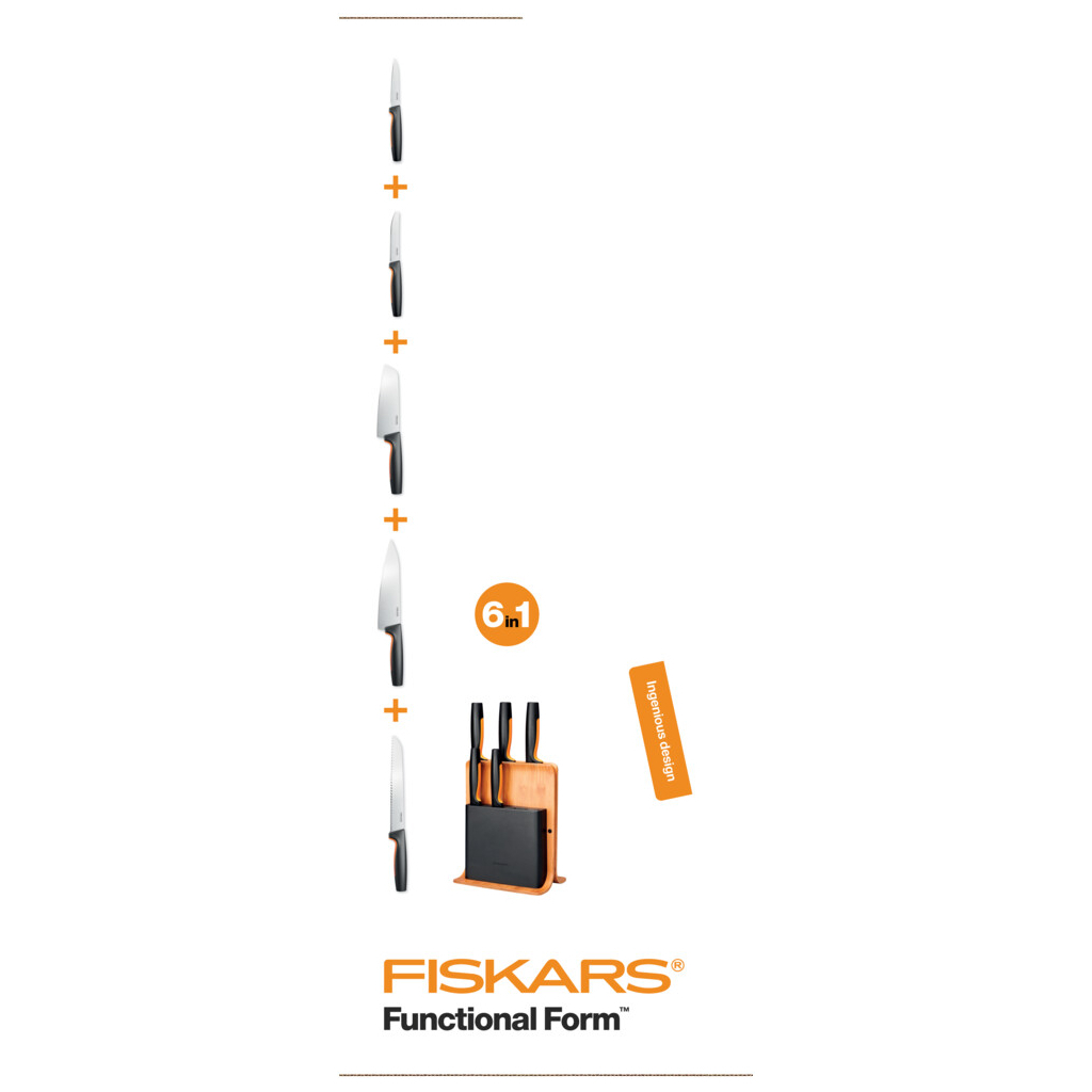 Набір ножів Fiskars Functional Form Bamboo 5 шт (1057552) - зображення 4