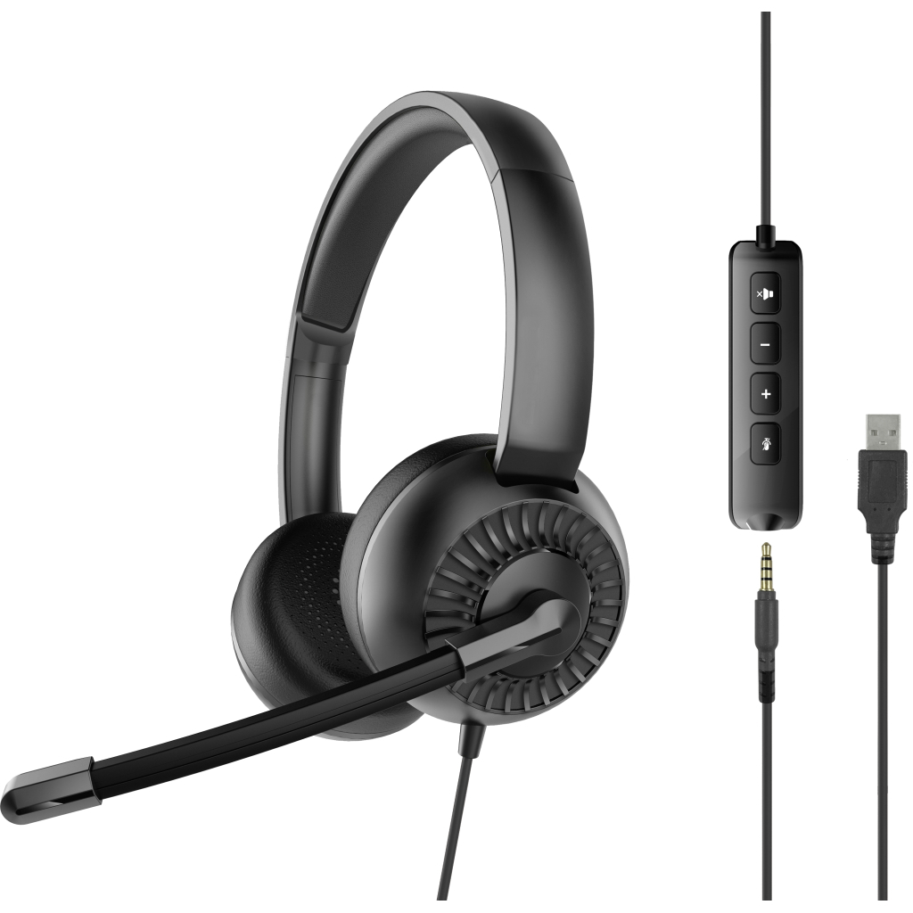 Навушники Speedlink METIS USB Stereo Headset 3.5mm Jack with USB Soundcard Black (SL-870007-BK) - зображення 1