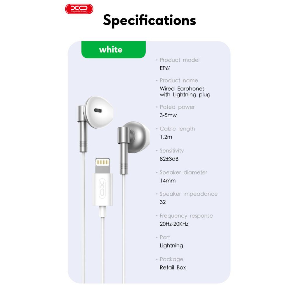 Навушники XO EP61 Lightning&Bluetooth Silver (EP61-SL) - зображення 2