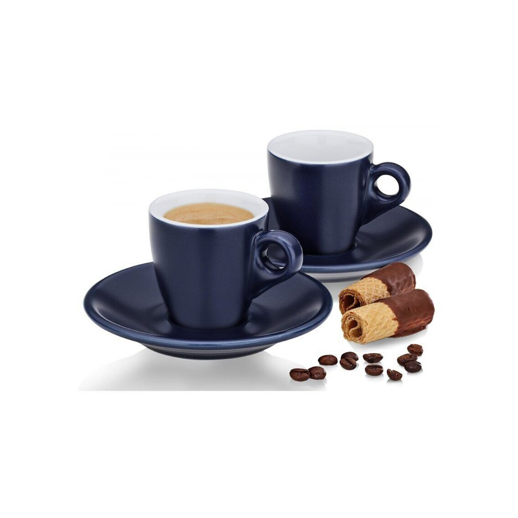 Набір чашок Kela Mattia з блюдцем для еспресо 4 предмети Синій (12754) - зображення 2