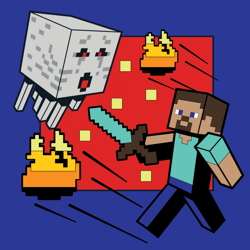 Картина по номерам Santi Майнкрафт. Стів та Гаст 25х25 см LED підсвітка (954393) - изображение 1