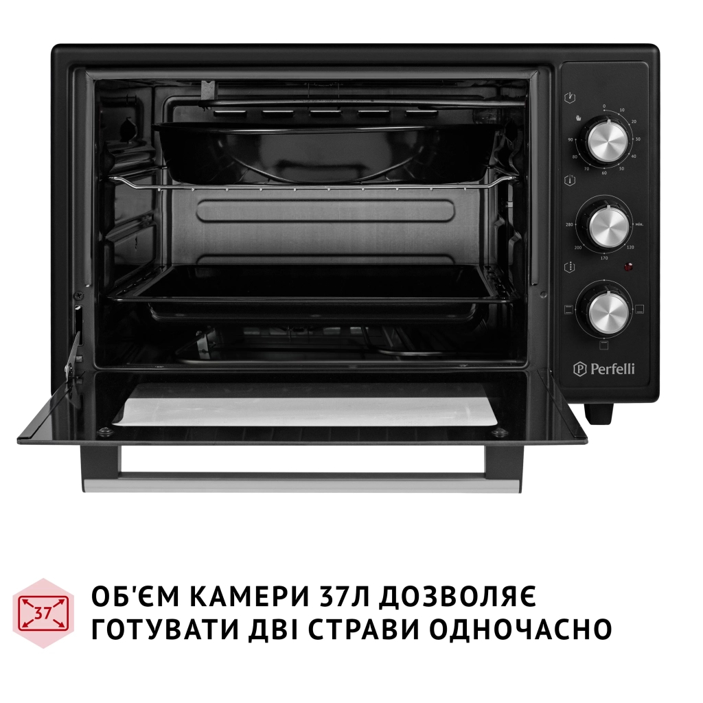 Електропіч Perfelli CLASSIC 37 BLACK - зображення 2