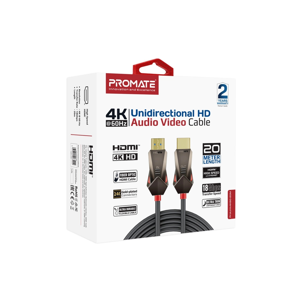 Кабель мультимедійний HDMI to HDMI v.2.0 prolink4k60-20m Promate (prolink4k60-20m) - зображення 2