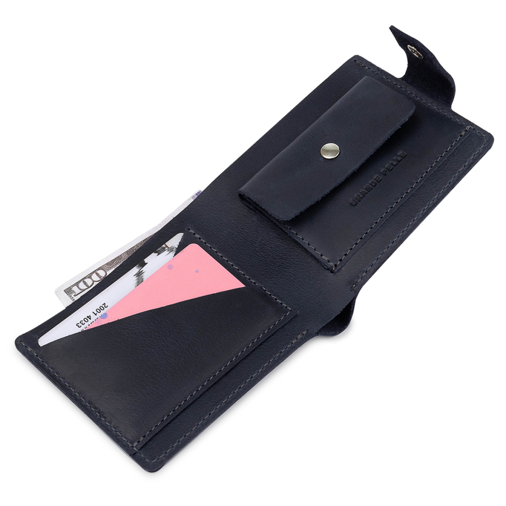 Портмоне Grande Pelle Шкіряне Темно-синє (11519) - зображення 5