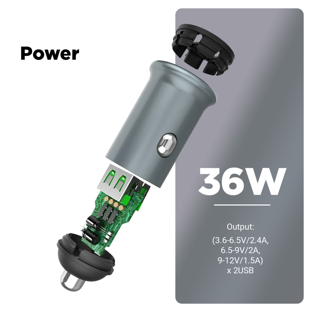 Зарядний пристрій Armorstandart 2xUSB QC3.0 Grey + cable USB-C (ARM82459) - зображення 2