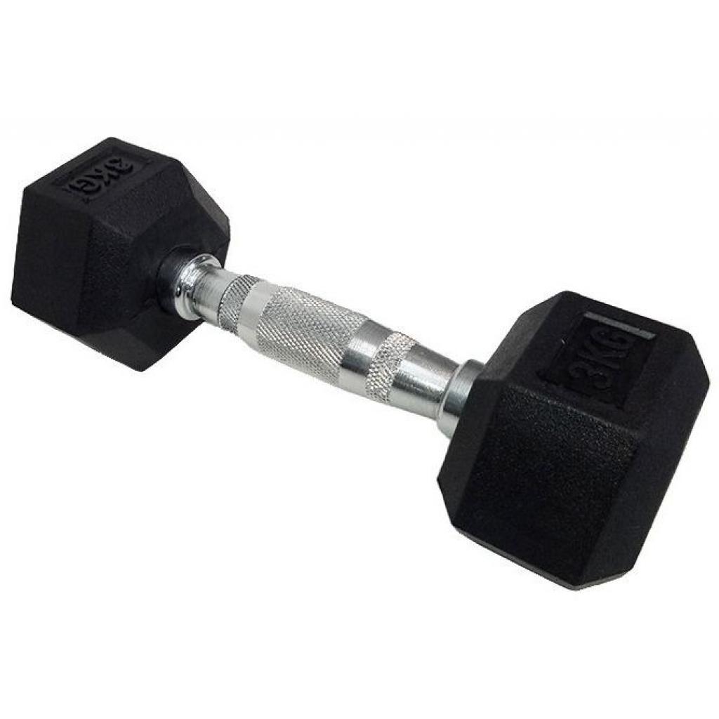 Гантель HouseFit шестигранна обгумована 3 кг (DD 6442-3) - зображення 1