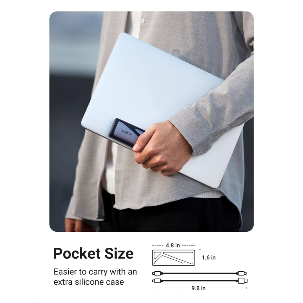 Кишеня зовнішня Ugreen SSD M.2 (NVME) M-KEY UGREEN 3.2 GEN2 CM400 gray (90264) - зображення 6