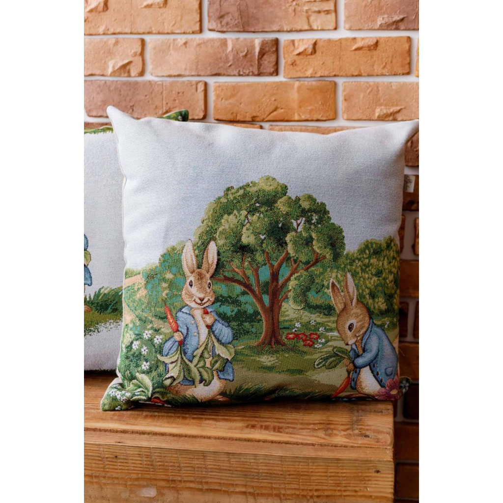 Подушка Прованс декоративна гобеленова Пара зайців Галявина 45х45 см (034244) - зображення 2