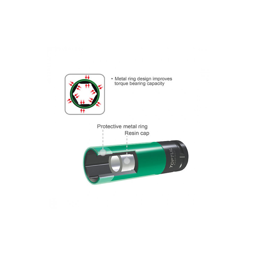 Торцева головка Toptul довга 1/2" ударна для шиномонтажу 15мм Pro-Series (KABP1615) - picture 3