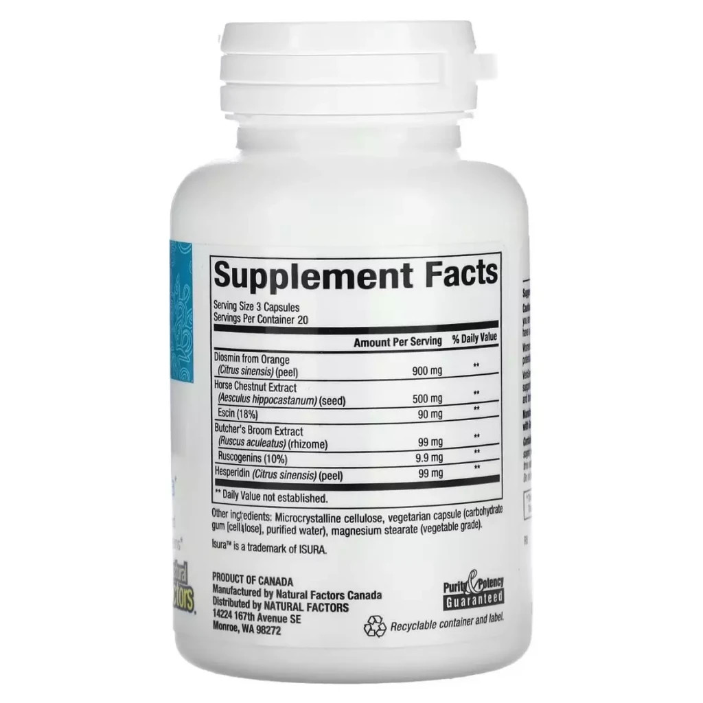 Вітамінно-мінеральний комплекс Natural Factors Підтримка вен для жінок, WomenSense, VeinSense, 60 вегетаріанські (NFS-04943) - зображення 2