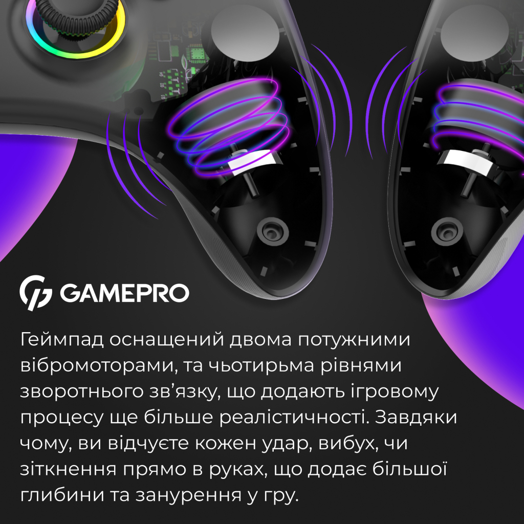 Геймпад GamePro із зарядною станцією BT 5.3/USB/2.4 ГГц (Switch/PC/iOS/Android) RGB Black (GPX13BDOC) - зображення 13