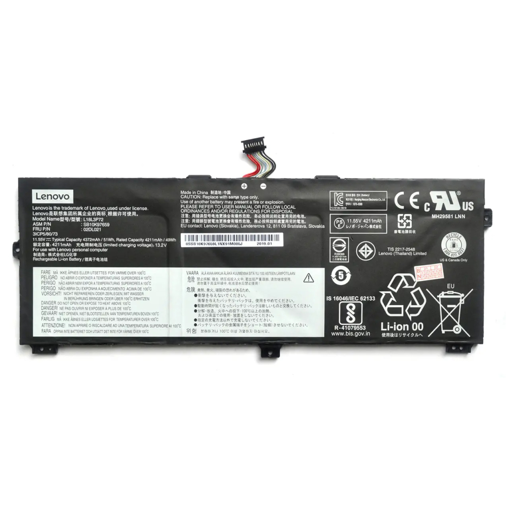 Акумулятор до ноутбука Lenovo Yoga X390 L18L3P72, 51Wh (4372mAh), 3cell, 11.55V (A47919) - зображення 1