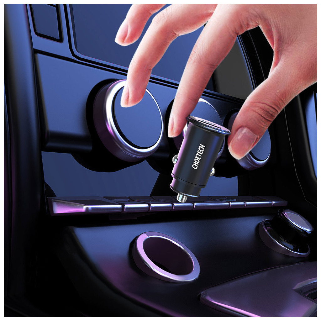 Зарядний пристрій Choetech Car USB-A/USB-C 30W QC3.0/PD (TC0006-V2-BK) - зображення 8