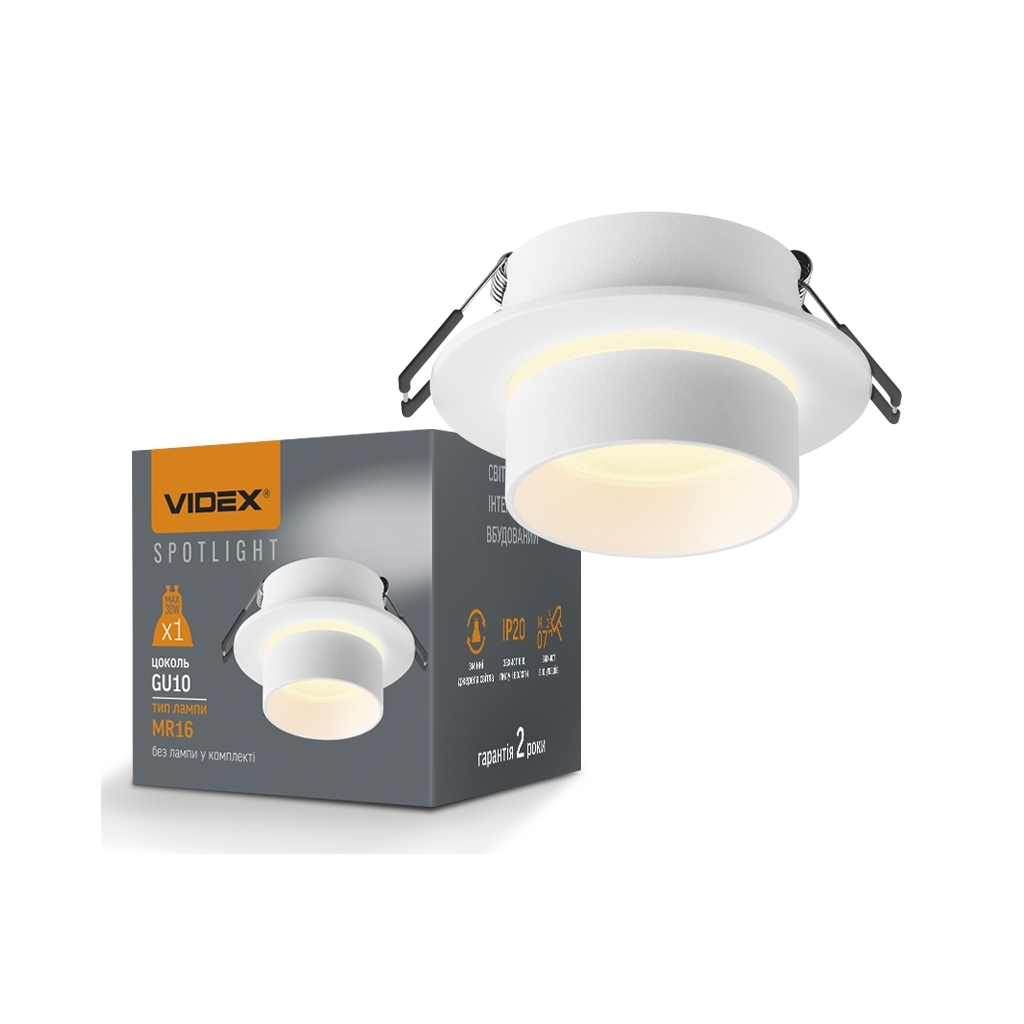 Світильник точковий Videx під лампу GU10 врізний Круглий Білий (VL-SPF11R-W) - изображение 3