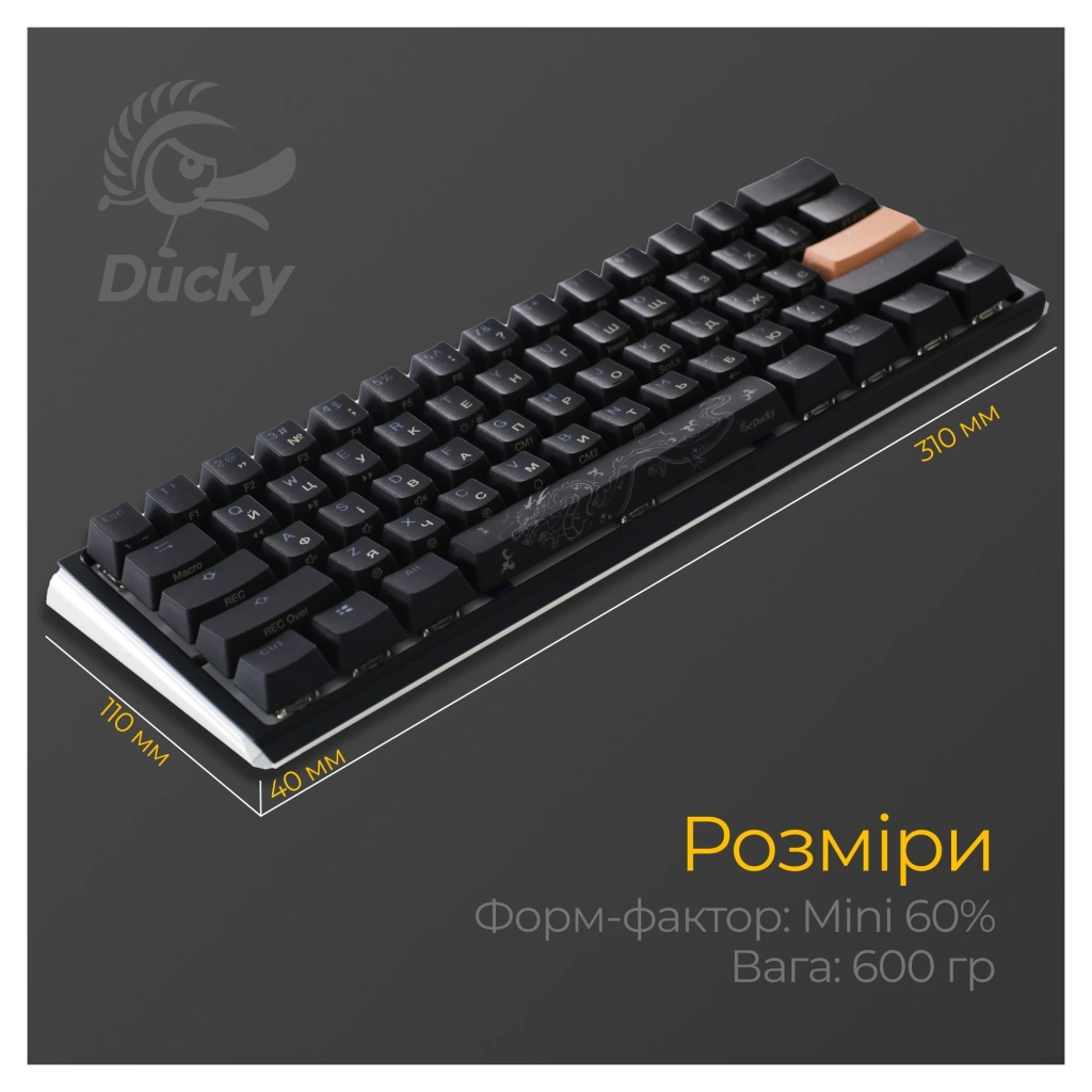 Клавіатура Ducky One 3 Mini Cherry MX Speed Silver RGB UA USB Black (DKON2161ST-PUAPXCLAWSC1) - зображення 11