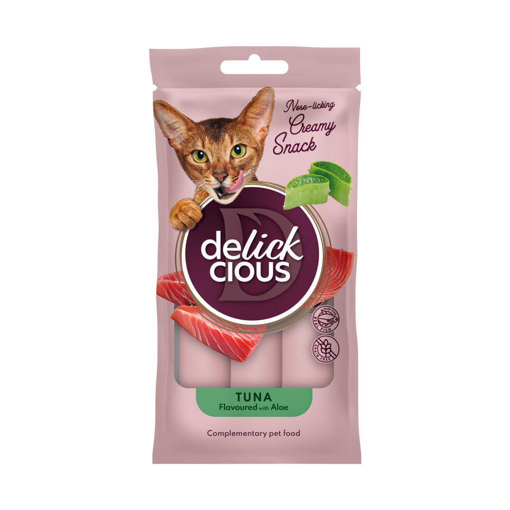 Ласощі для котів Delickcious Тунець з додаванням алое 4 х 15 г (4820269141605) - изображение 1