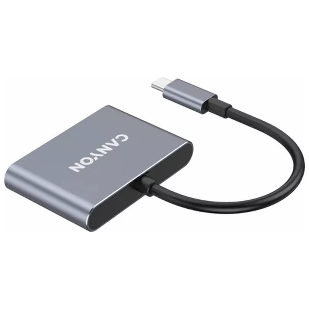 Концентратор Canyon hub DS-3 3in1 USB-C Dark Grey (CNS-TDS3) - изображение 3