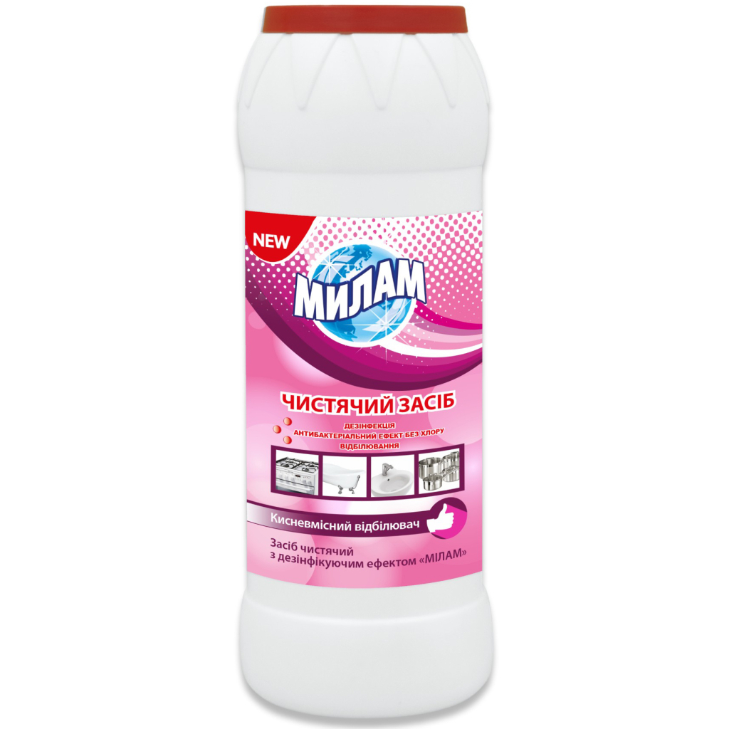 Порошок для чищення ванн Мілам з дезінфікуючим ефектом з киснем 500 г (4820152290793) - зображення 1