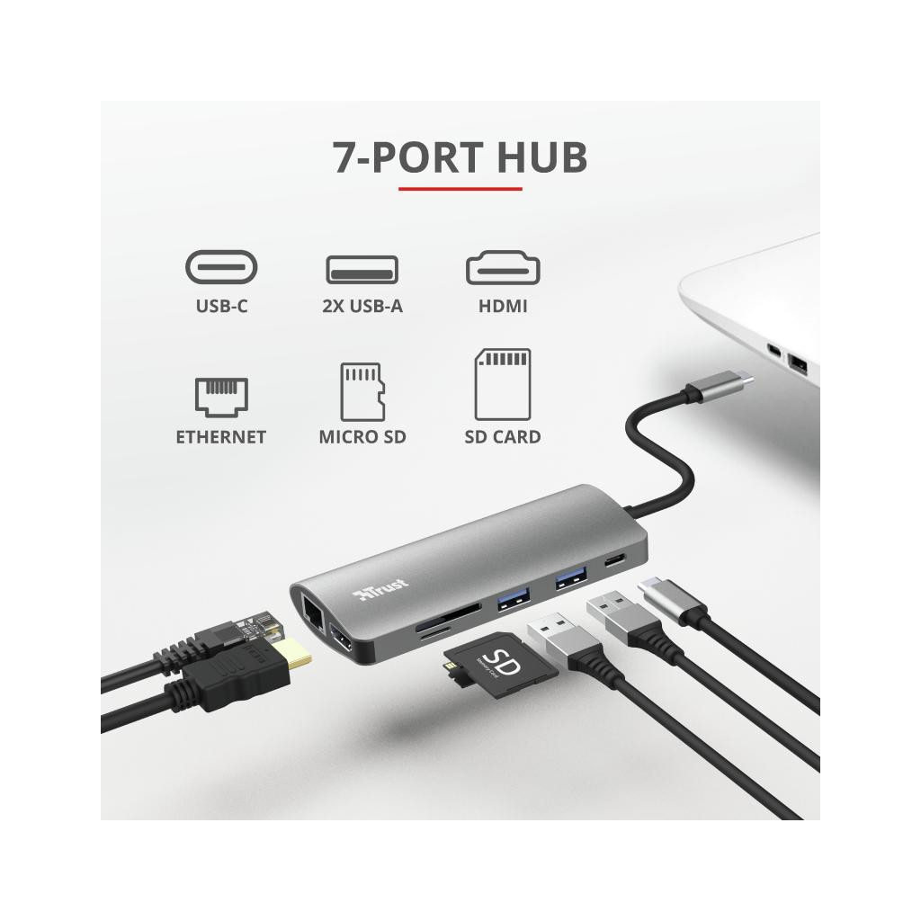 Концентратор Trust DALYX 7-IN-1 USB-C ALUMINIUM (23775_TRUST) - изображение 11