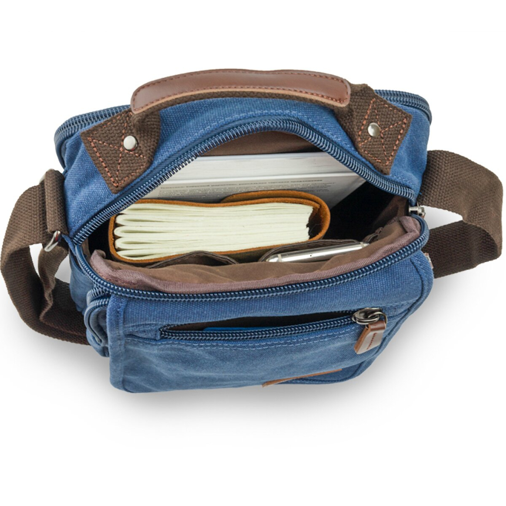 Сумка Vintage Текстильна чоловіча на два відділення Синя (20201) - зображення 7