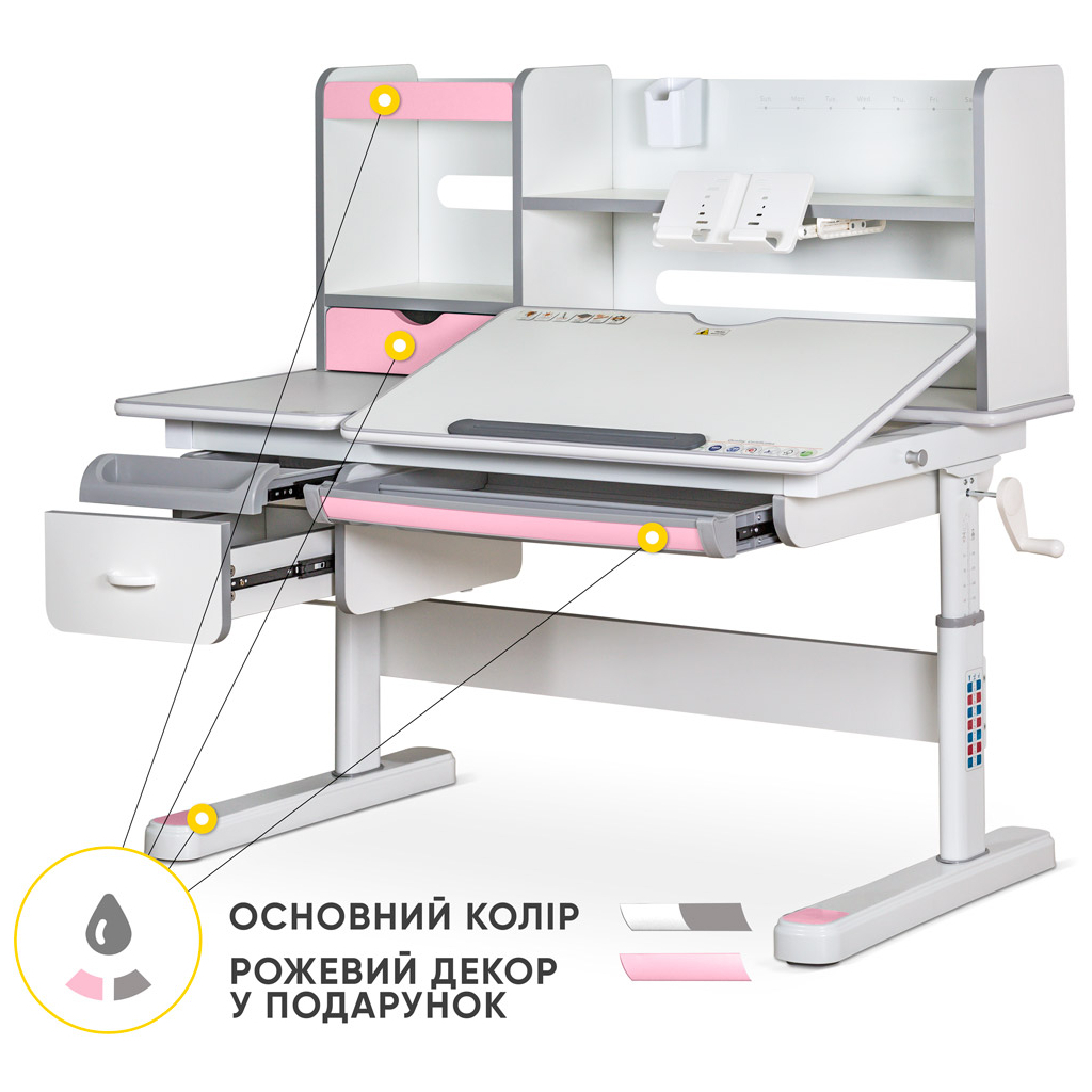 Парта Mealux Florida Multicolor Pink (Evo-52 WG + PN Multicolor) - зображення 5
