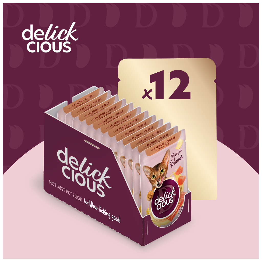 Вологий корм для кішок Delickcious Смужки з лососем та сиром в крем-супі 85 г (4820269141803) - зображення 5