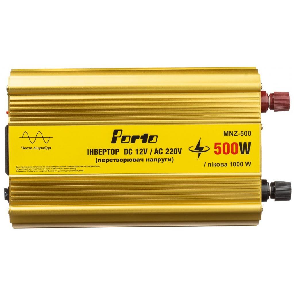 Автомобільний інвертор 12V/220V 500W, чиста синусоїда Porto (MNZ-500) - зображення 1