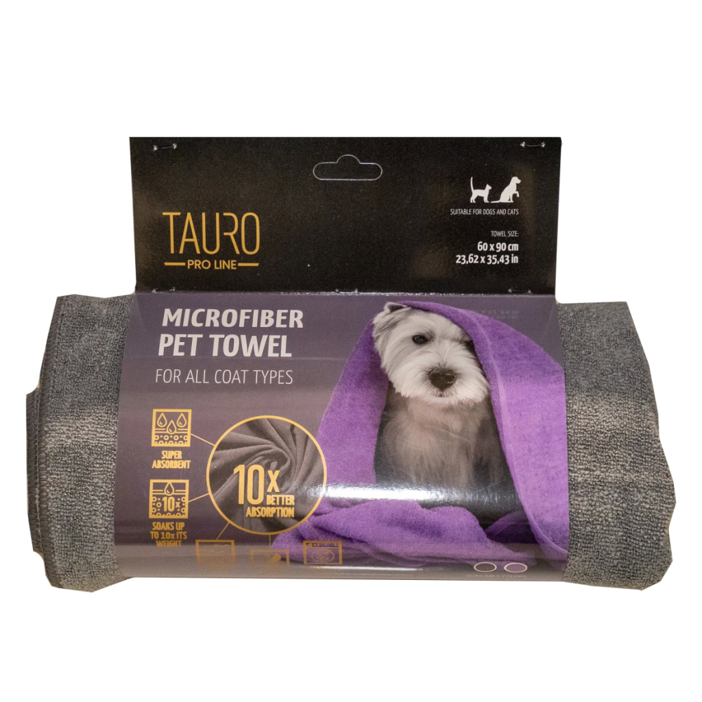 Рушник для тварин Tauro Pro Line з мікрофібри 60х90 см сірий (TPL63396) - зображення 1