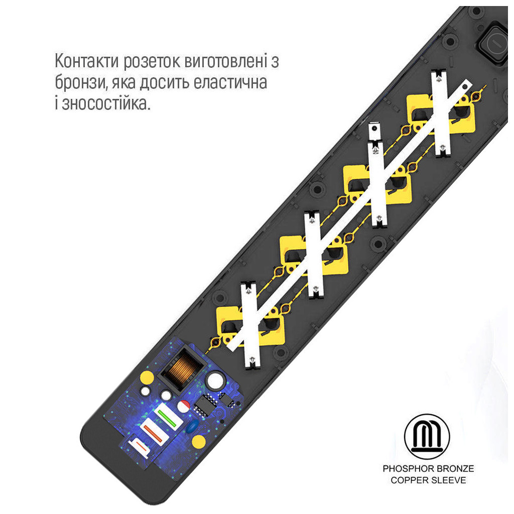 Мережевий фільтр живлення ColorWay  4 розетки/3USB 2M (CW-CHE432PDB) - зображення 7