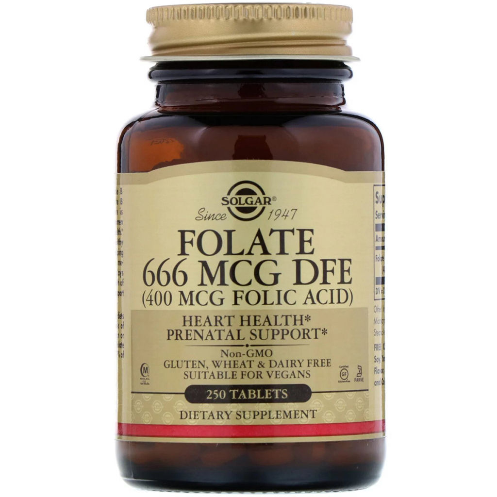 Вітамін Solgar Фолієва кислота (В9), Folic Acid, 400 мкг, 250 таблеток (SOL-01081) - зображення 1