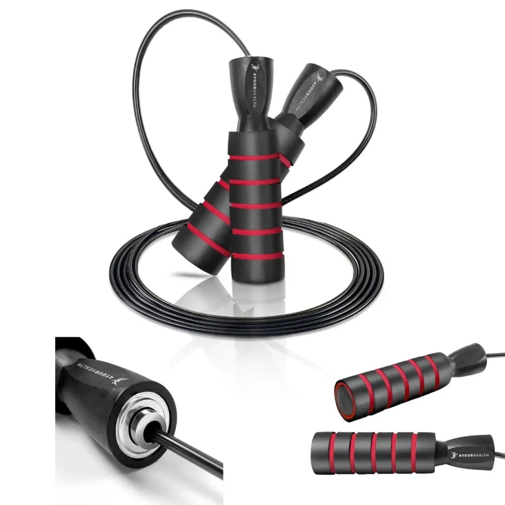 Скакалка 4yourhealth Premium Jump Rope 2471 швидкісна 2.5м Чорно-червона (4YH_2471_Bl/Red) - зображення 5