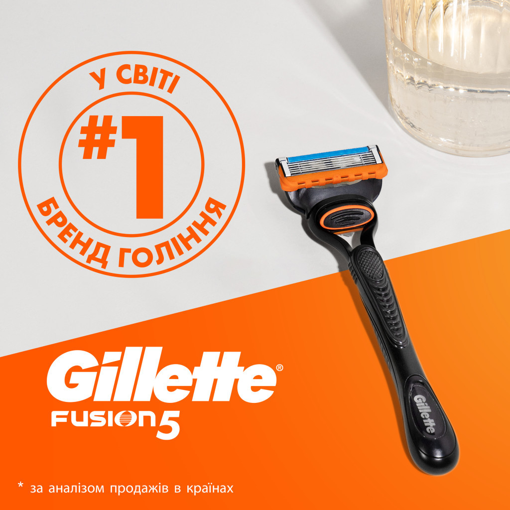 Набір косметики Gillette Fusion5 Станок для гоління чоловічий (бритва) з 1 змінним лезом + Гель для гоління 200 мл (8700216075329) - зображення 8