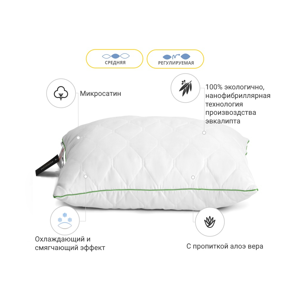 Подушка MirSon Eco Aloe Vera №615 з евкаліптом Середня 50х50 см (2200003276527) - зображення 3