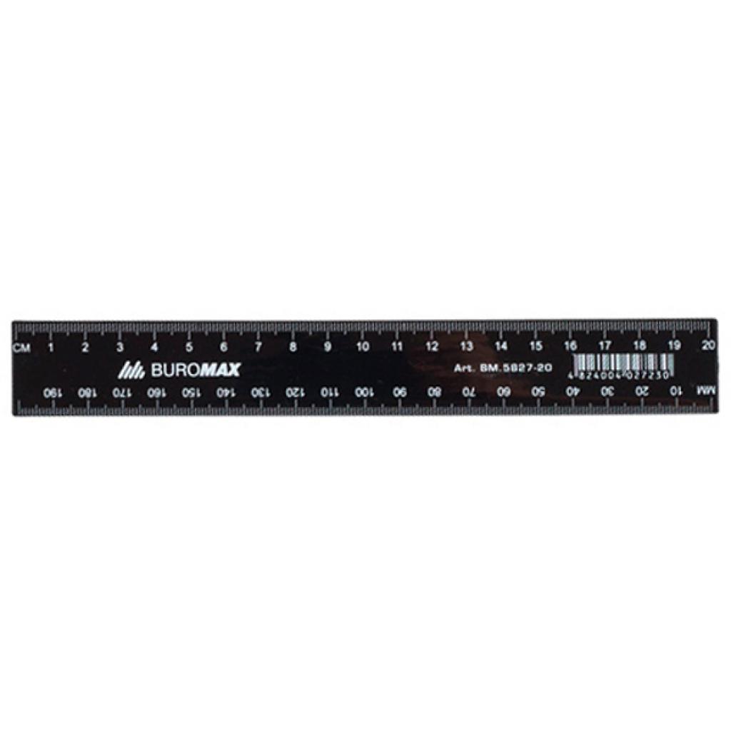 Лінійка Buromax 20см, plastic, black, blister (BM.5827-20) - зображення 1