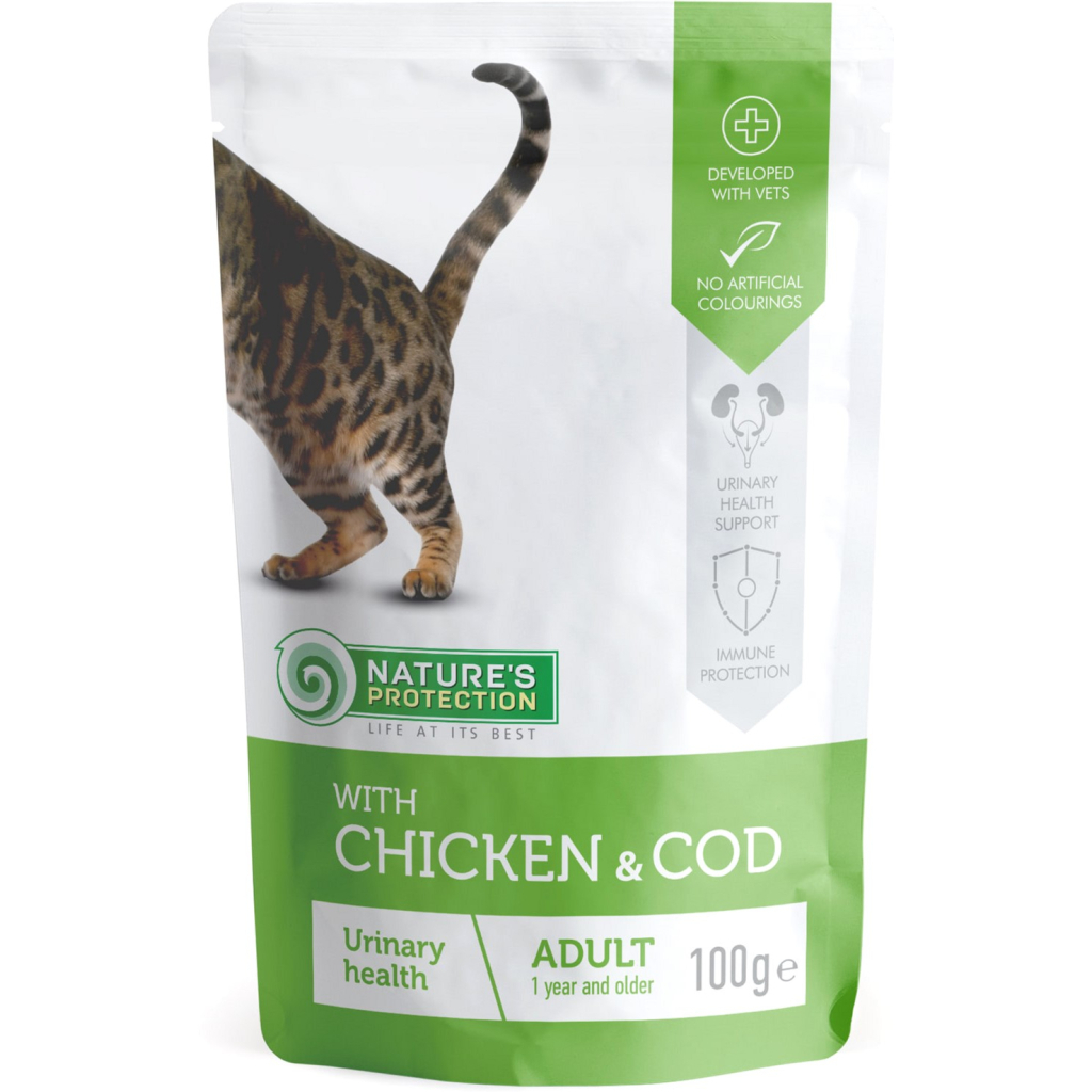 Вологий корм для кішок Nature's Protection Urinary health with Chicken and Cod 100 г (KIK45191) - зображення 1
