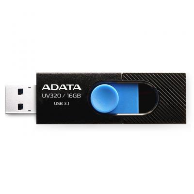 USB флеш накопичувач ADATA 16GB UV320 Black/Blue USB 3.1 (AUV320-16G-RBKBL) - зображення 2