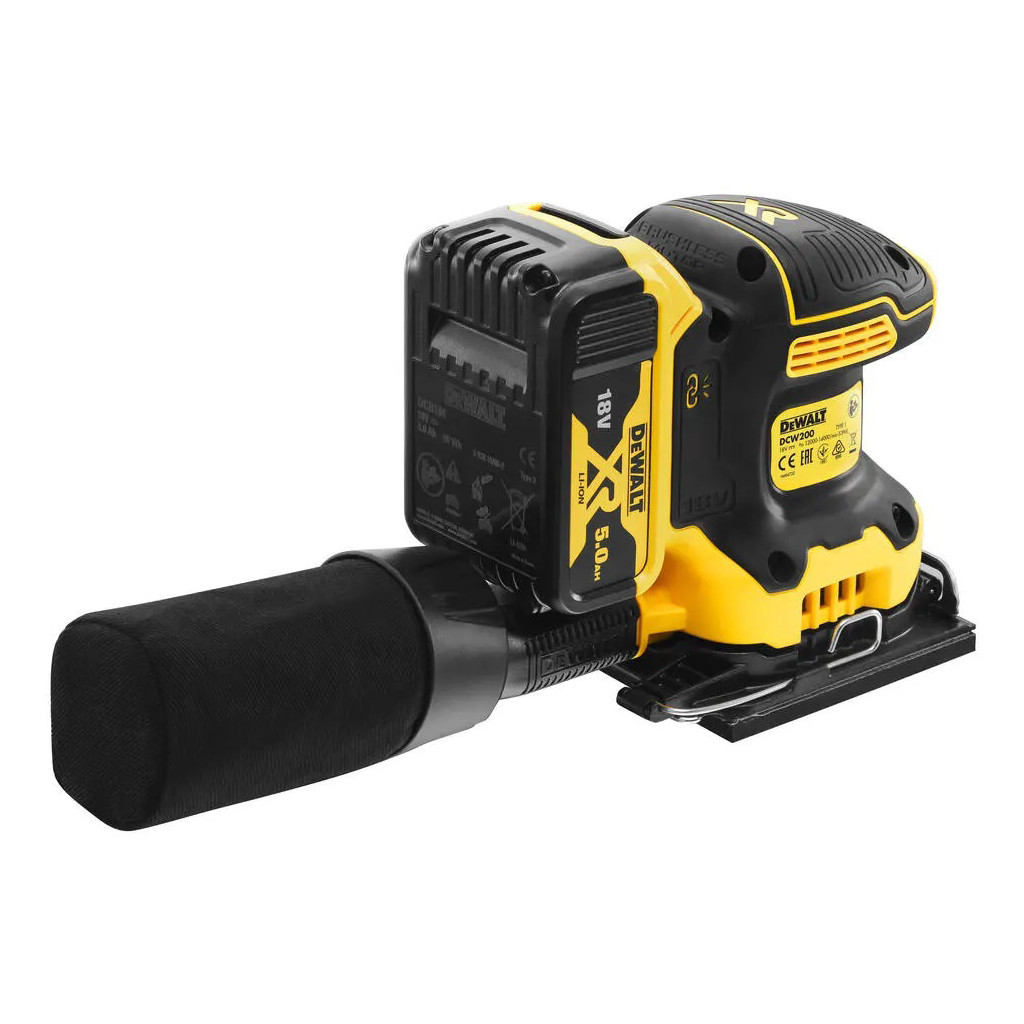 Шліфувальна машина DeWALT 18 В XR Li-lon, 115х108 мм, 8000-13500 об/хв, 2x5Ah, кейс (DCW200P2) - зображення 4