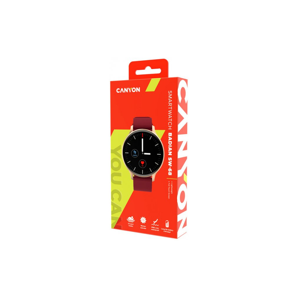 Смарт-годинник Canyon CNS-SW68RR Badian Red (CNS-SW68RR) - зображення 8
