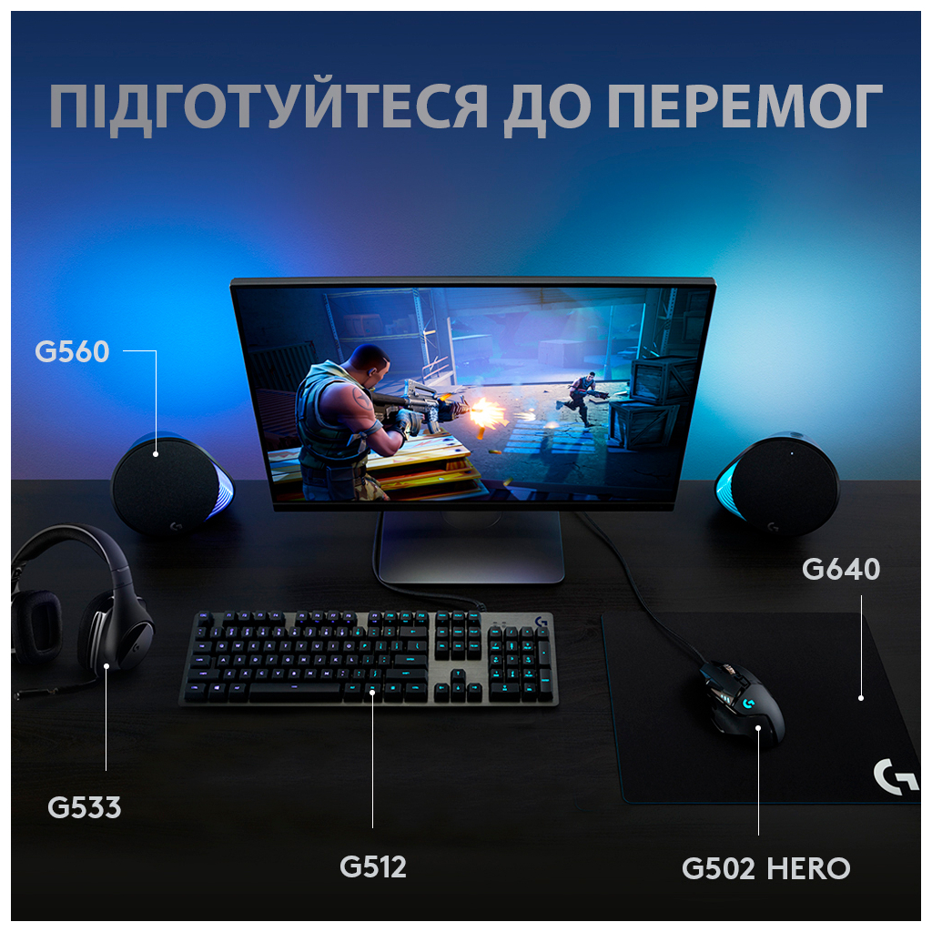 Клавіатура Logitech G512 Lightsync RGB Mechanical GX Red USB UA Carbon (920-009370) - зображення 6