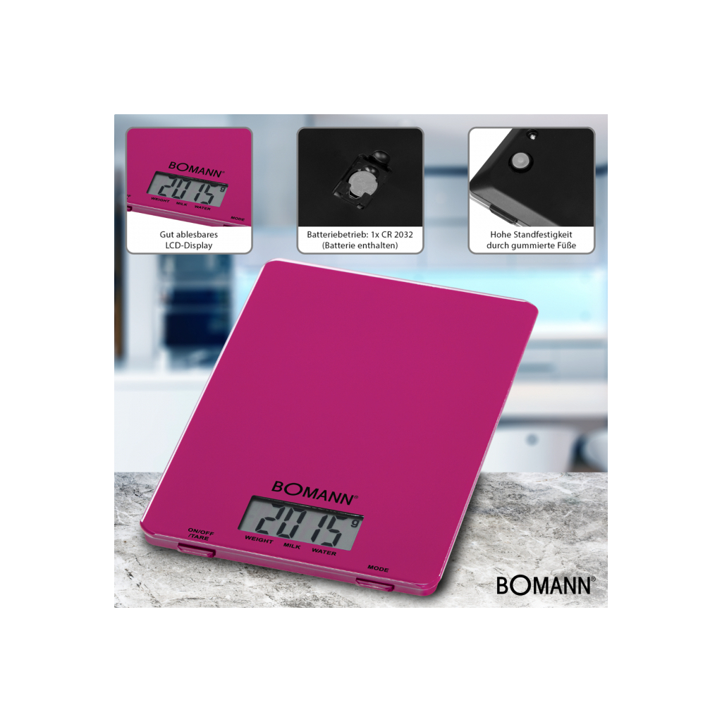 Ваги кухонні Bomann KW 1515 CB blackberry - зображення 5