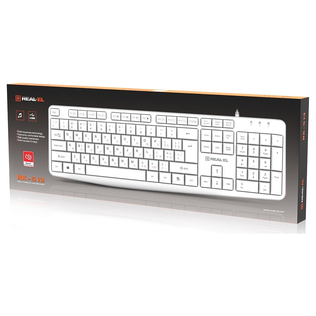 Клавіатура REAL-EL RK-513 USB White (EL123100047) - зображення 8