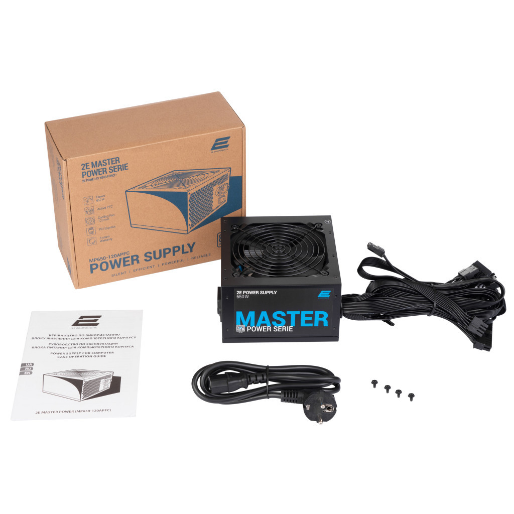 Блок живлення 2E MASTER POWER (650W), >80, 80+ White, 120mm, 1xMB 24pin(20+4), 1xCPU 8pin(4+4), 3xMolex, 5xSATA, (2E-MP650-120APFC) - зображення 9