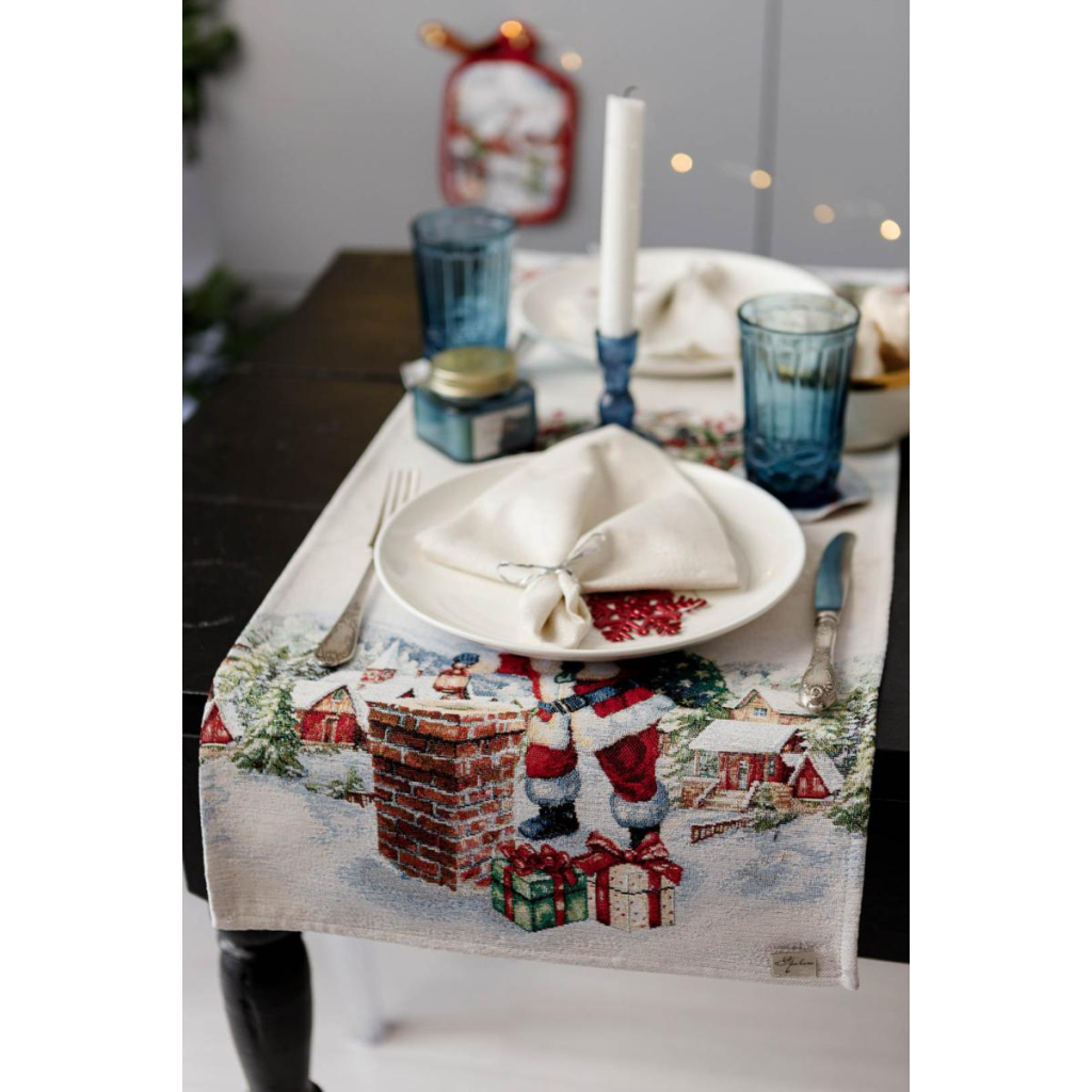 Доріжка на стіл Прованс гобеленова з велюром Снігова зима 35х100 см (036438) - изображение 4