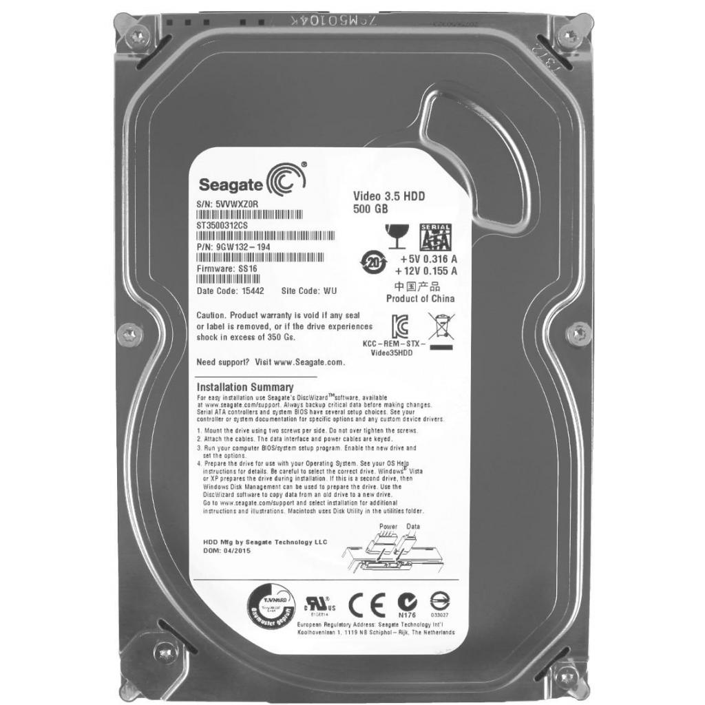 Жорсткий диск 3.5"  500Gb Seagate (#ST3500312CS video#) - зображення 1