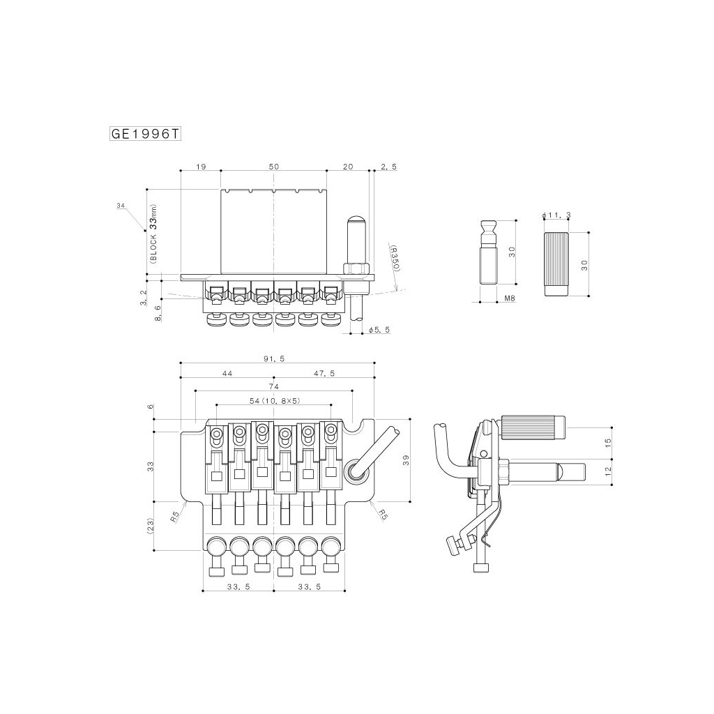 Бридж для гітари Gotoh GE1996T(33) CK - зображення 7