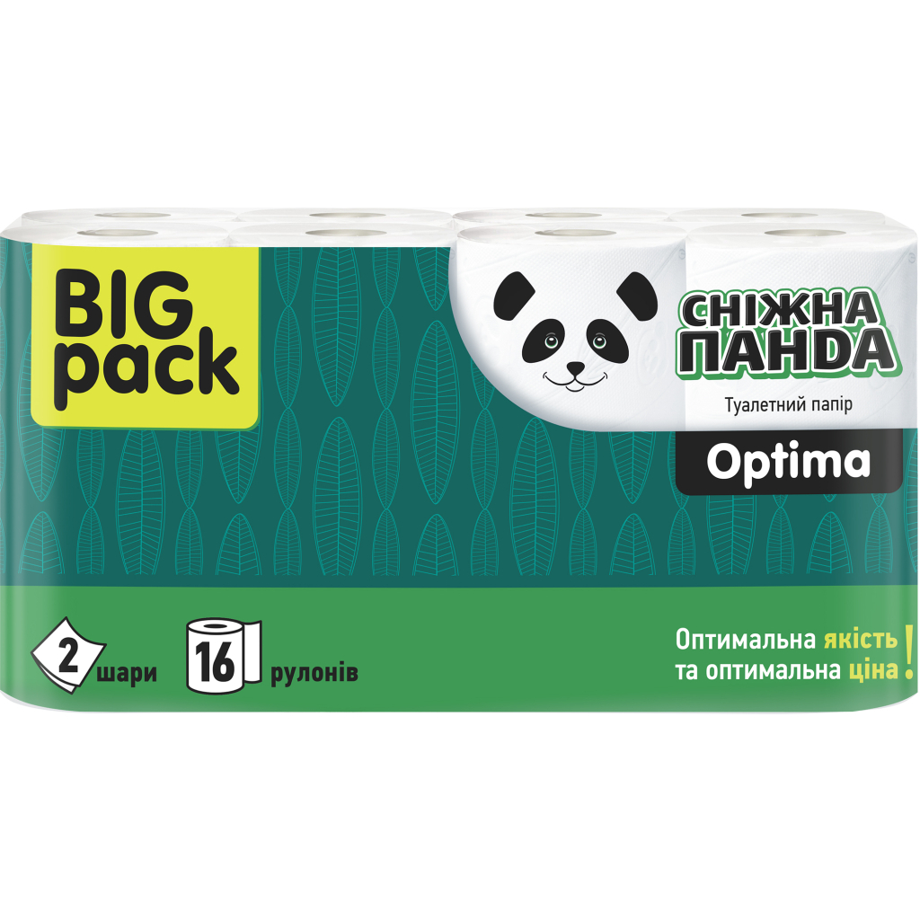 Туалетний папір Сніжна Панда Optima 2 шари 16 рулонів (4820183970909) - зображення 1