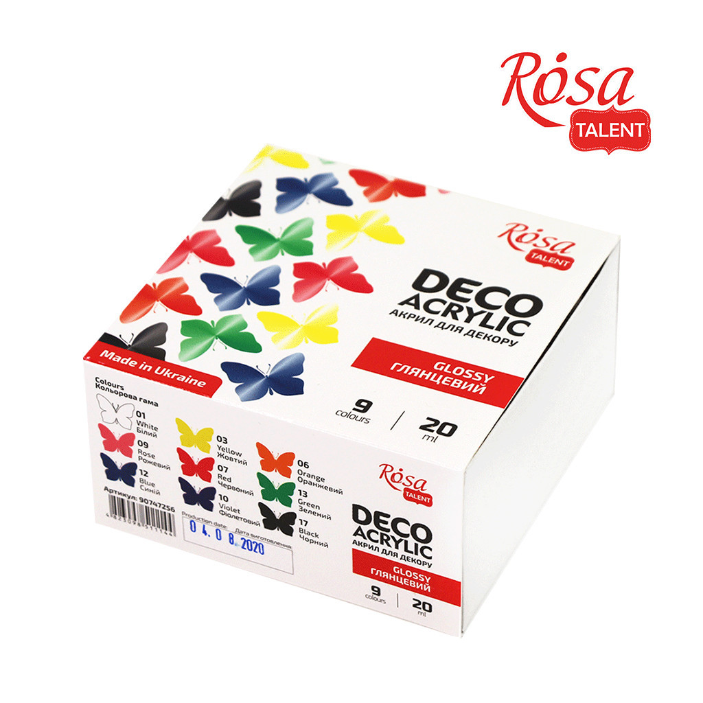 Акрилові фарби Rosa для декору глянсові 9 кол по 20 мл (4823098511144) - зображення 1