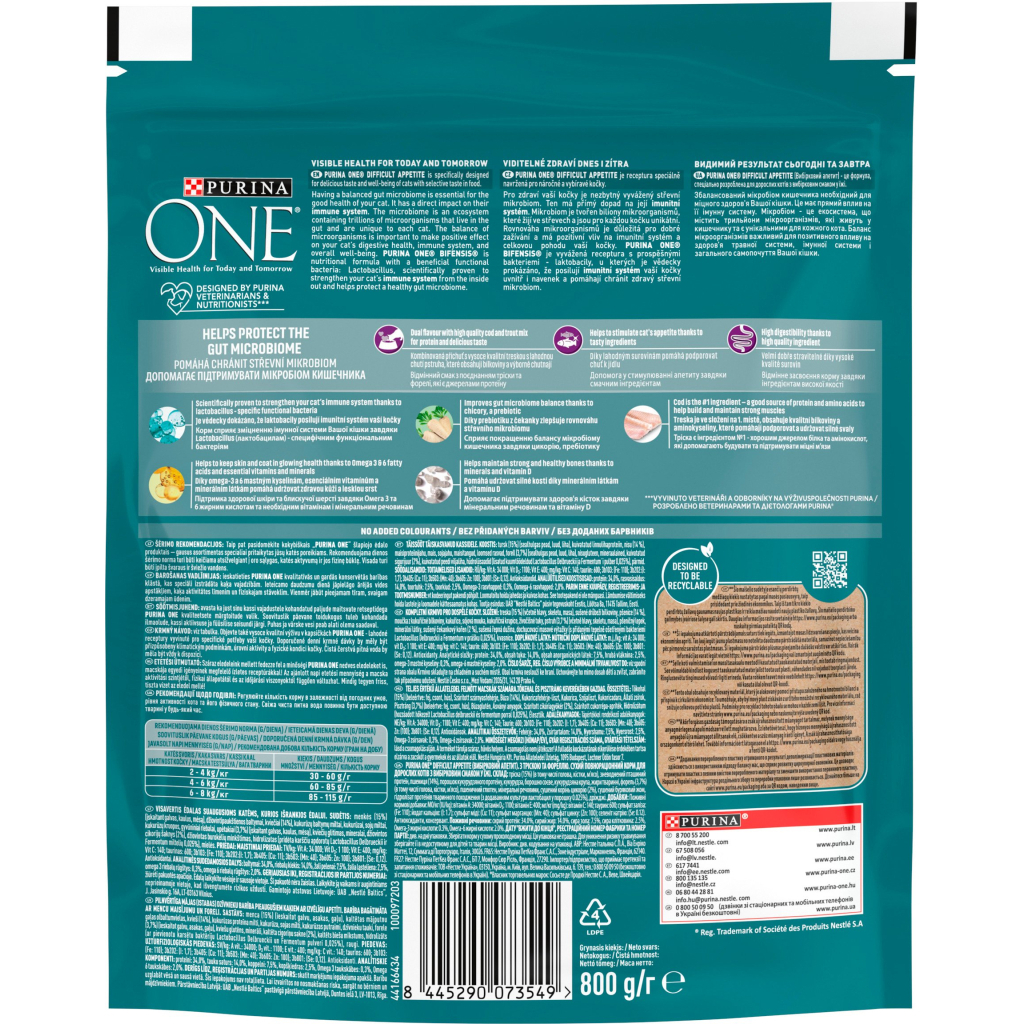 Сухий корм для кішок Purina One Difficult Appetite з вибірковим смаком в їжі, з тріскою та фореллю 800 г (8445290073549) - зображення 2